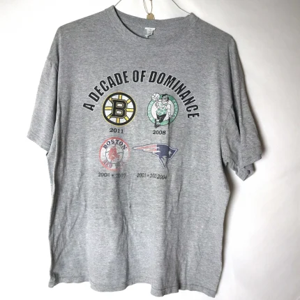 T-Shirt Boston Red Sox Patriots Bruins Celtics Decade of Dominance Medium