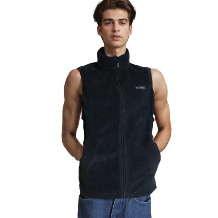 Columbia Black-Grey Sleeveless Fleece (2000s, Men Medium)