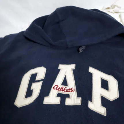 Vintage Gap Embroidered Logo Navy Blue Fleece Hoodie Size M (Men)