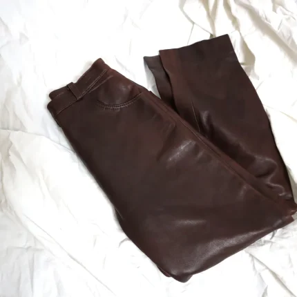 Vintage High Waisted Leather Trousers Size 28" Women XS- 34 EU