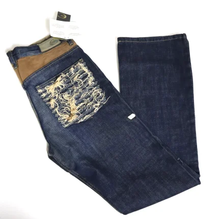 Vintage 2000s Y2k ROBERTO CAVALLI Heart Patterned Different Pocket Jeans Size M 30" Waist w Tag