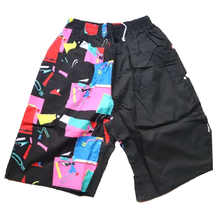 Black vintage shorts Beach Cotton Shorts with Bold Graphic Pattern - One Size