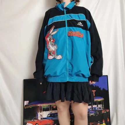 Adidas Equipment Vintage Jacket with Custom Bugs Bunny Patchwork - Rare Collector's Edition