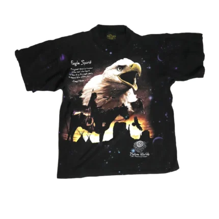 Planet Earth Eagle Spirit T-Shirt Vintage 90s - Size Medium