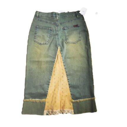 90s Denim Skirt Women's Vintage with Lace Insert - Size Medium