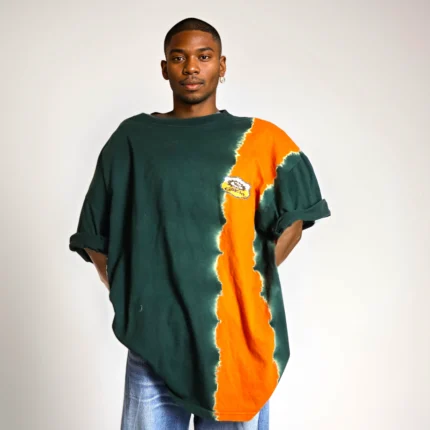 Gotcha XL Oversized Tie-Dye T-Shirt - Forest Green and Orange