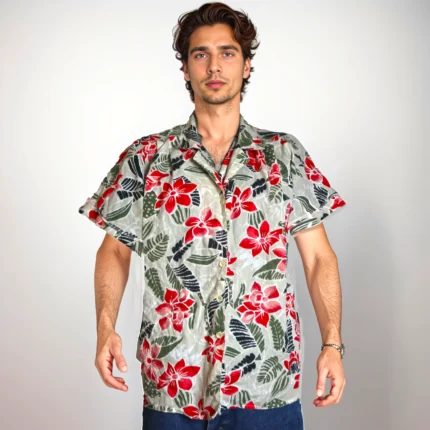 Vintage 90s Floral Crazy Patterned Short Sleeve Button-Down Shirt - Lightweight & Breathable, Relaxed Fit, Size M Men