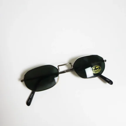 Deadstock Small Square Sunglasses with Silver Frame Black Lenses