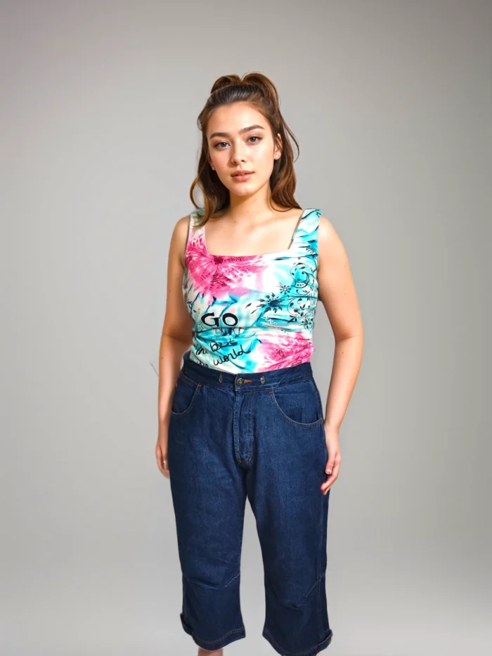 Y2K Tie-Dye Graphic Crop Top | 90s Tank Small