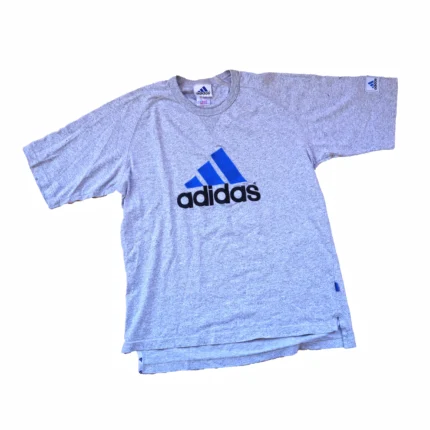 Vintage Adidas Spell-Out Logo Tee | Men's Small | Grey