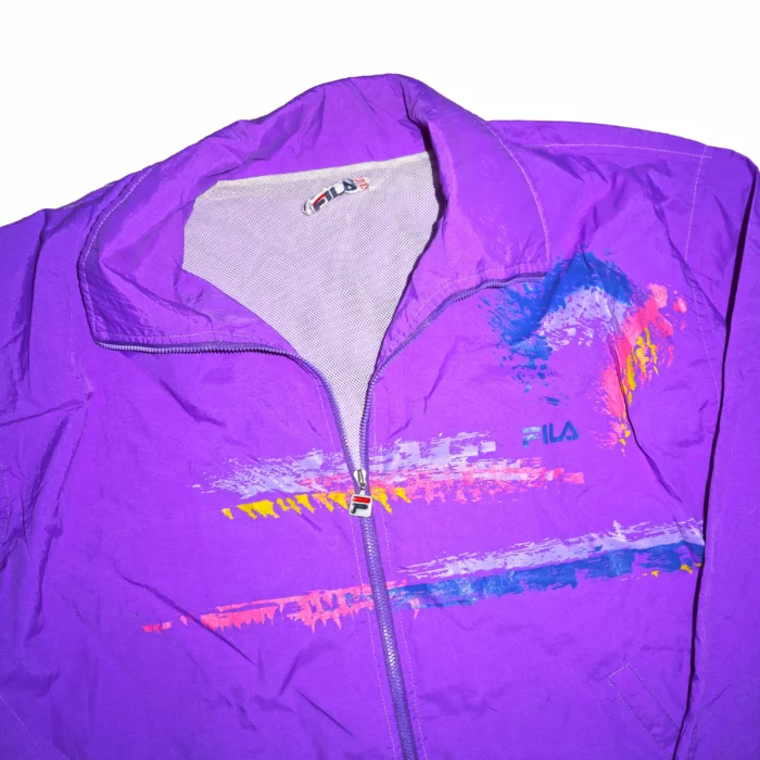 Vintage Fila Abstract Windbreaker Jacket - 90s Purple | XL Men